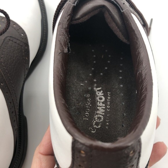 Footjoy Extra Comfort Mens Golf Shoes 7 M White Brown Saddle 57703 Soft Spikes main image 9